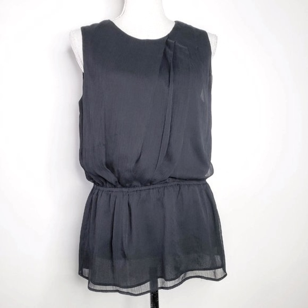Kate Hill Women’s Crossing Pleated Front Cinched Waist Sleeveless Blouse 10